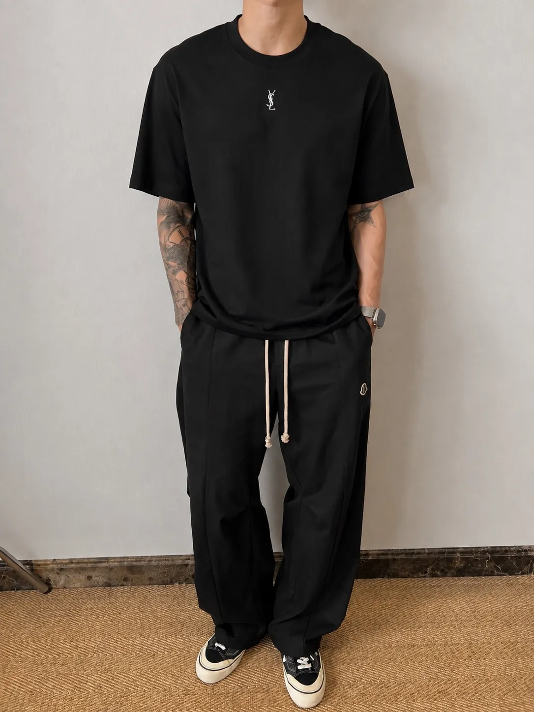 YSL～ * logo 《 》 tee ， Same Style ， : Black White Coffee Brown Size：S（90-130 ） M（125-150 ） L（135-165 ） XL（160-190 ） XXL（185-220 ）